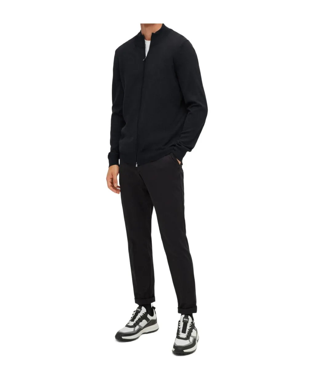 Long-Sleeved Zipped Knitted Cardigan