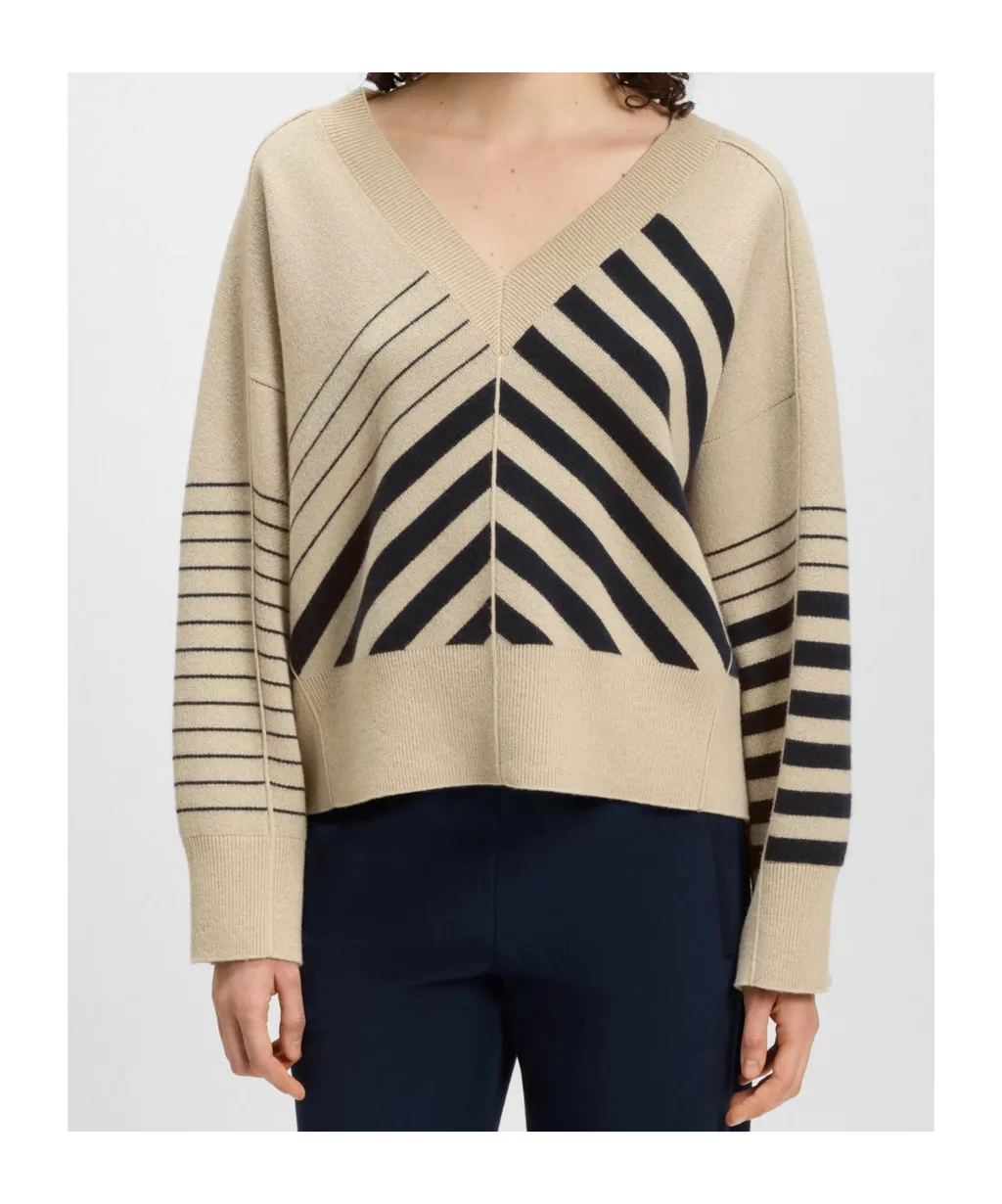 Fudali Striped V-Neck Sweater