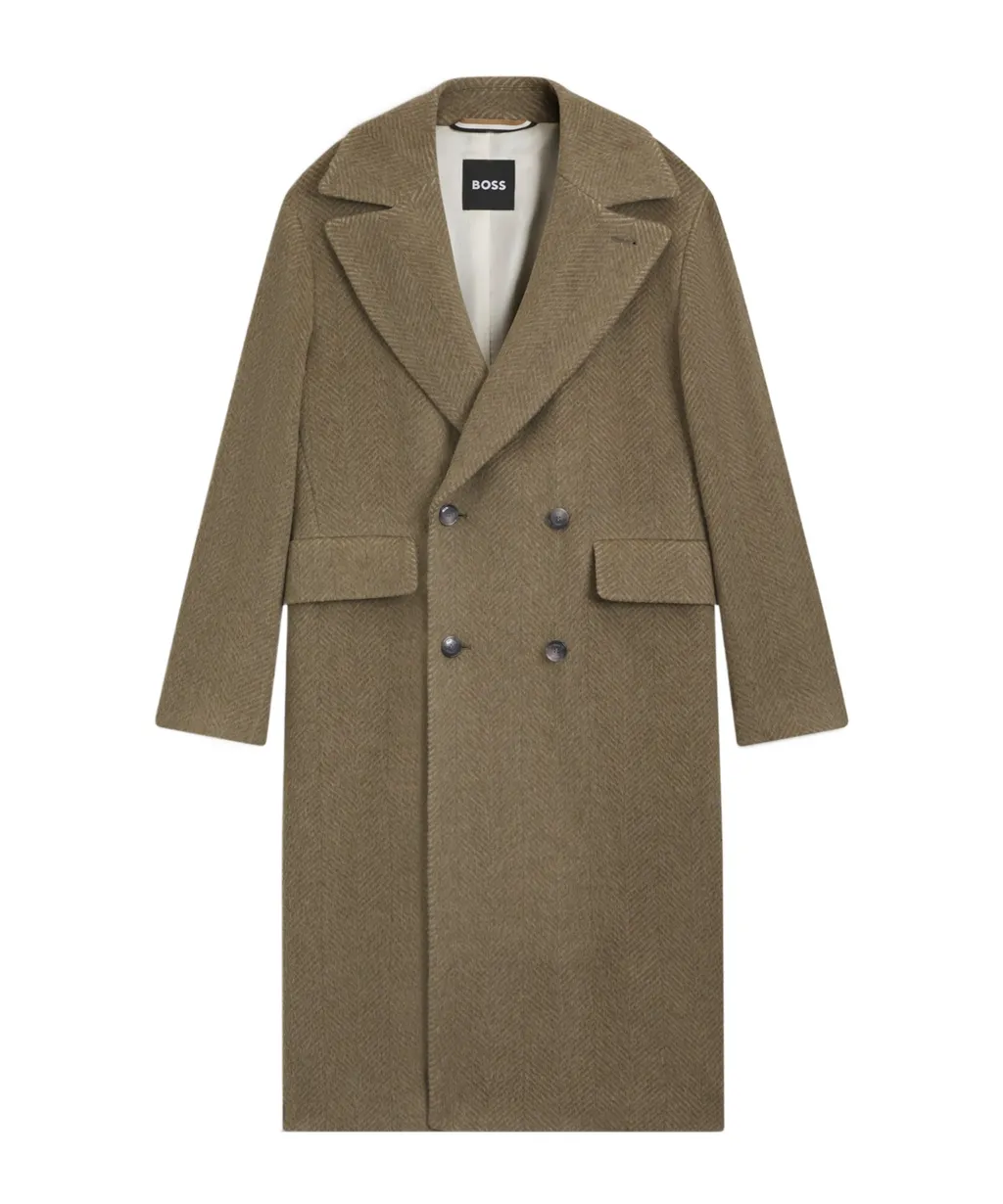 Double-Breasted Long-Sleeved Coat