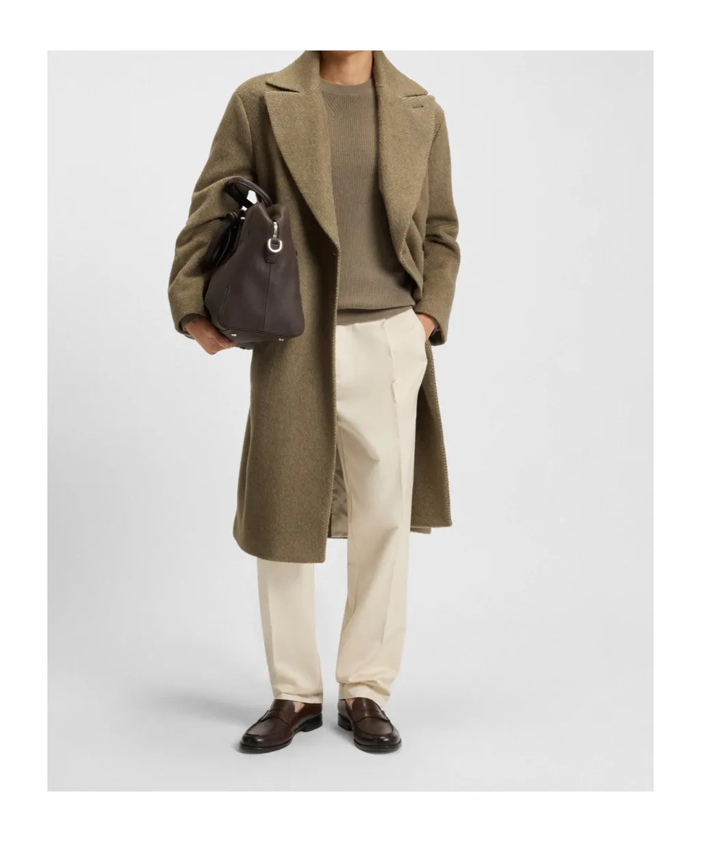 Double-Breasted Long-Sleeved Coat