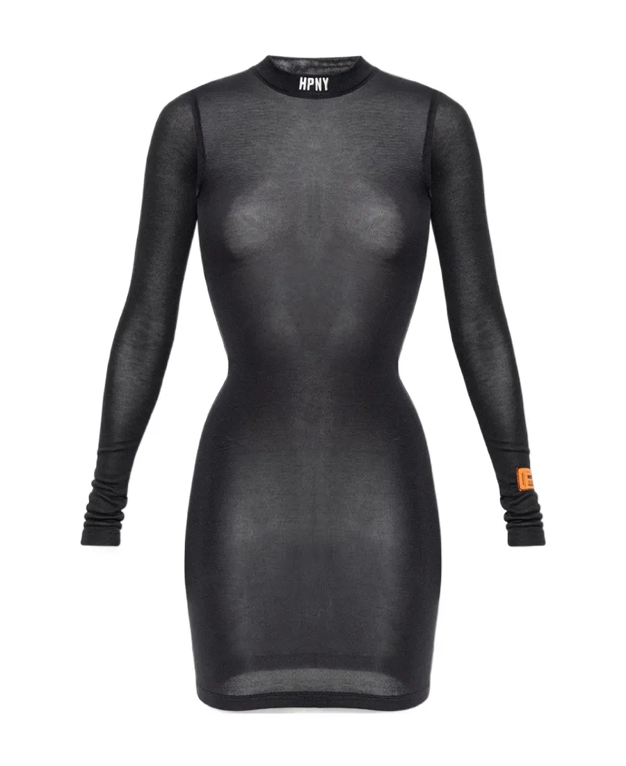 Long-Sleeved Mesh Dress