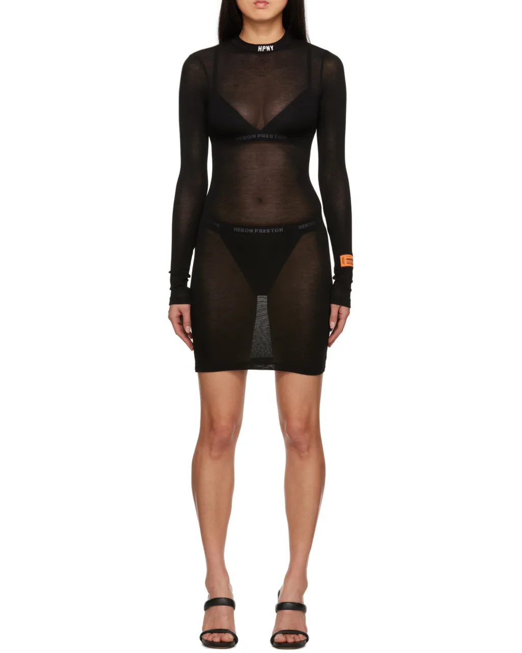 Long-Sleeved Mesh Dress