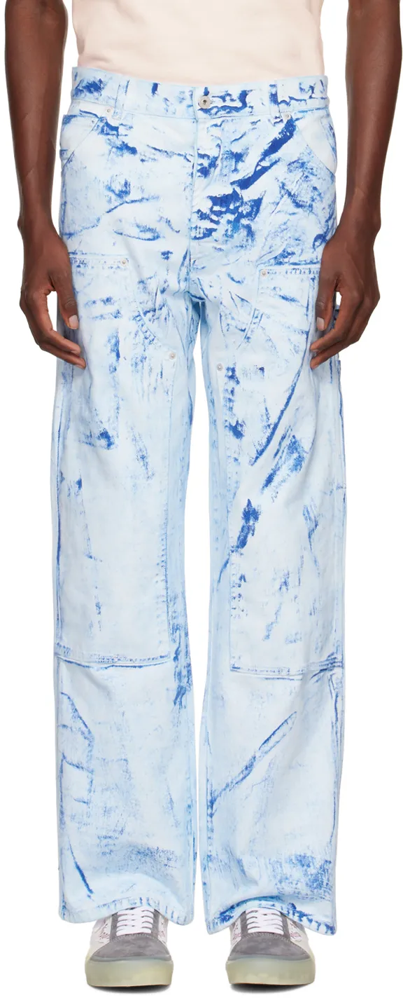 Paint Effect Straight Leg Jeans