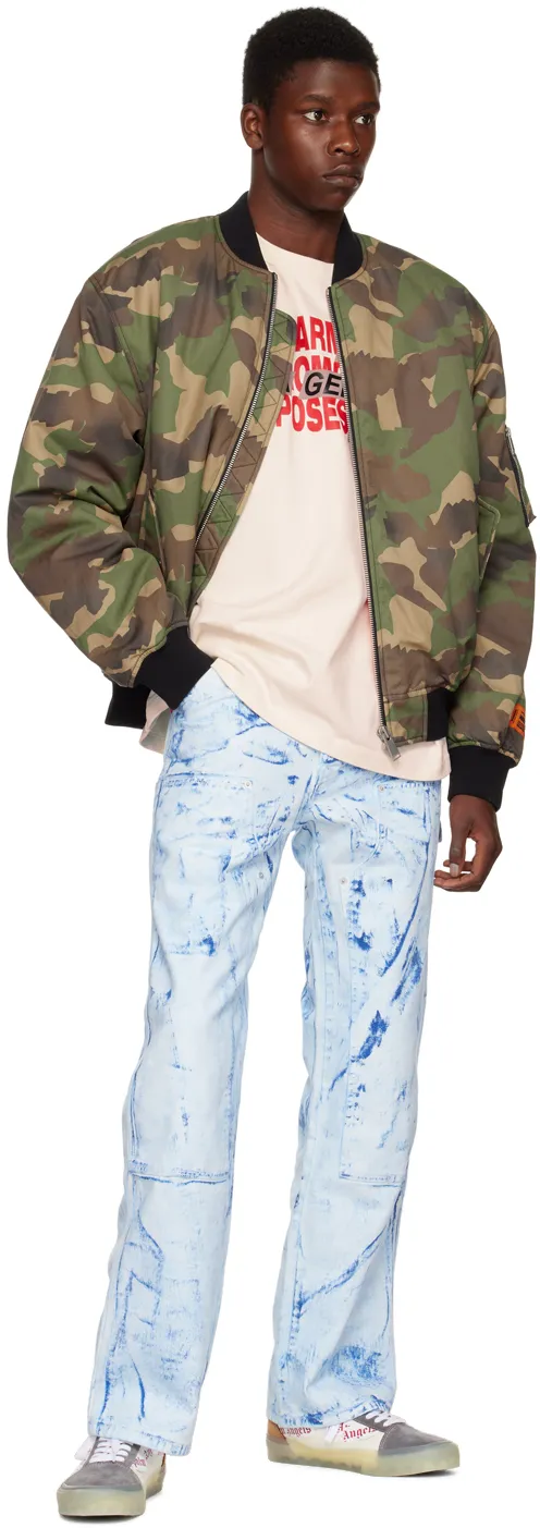 Paint Effect Straight Leg Jeans