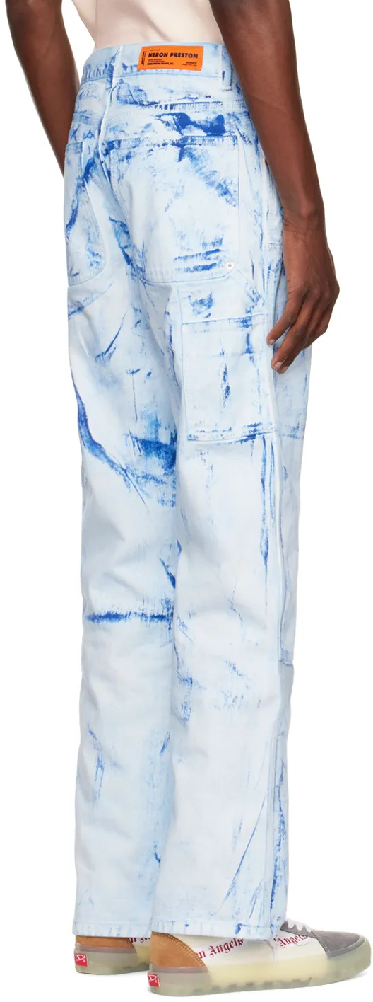 Paint Effect Straight Leg Jeans