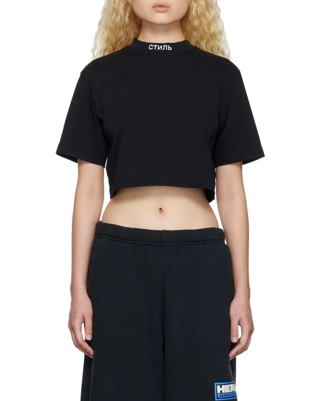 Logo Embroidered Cropped T-Shirt
