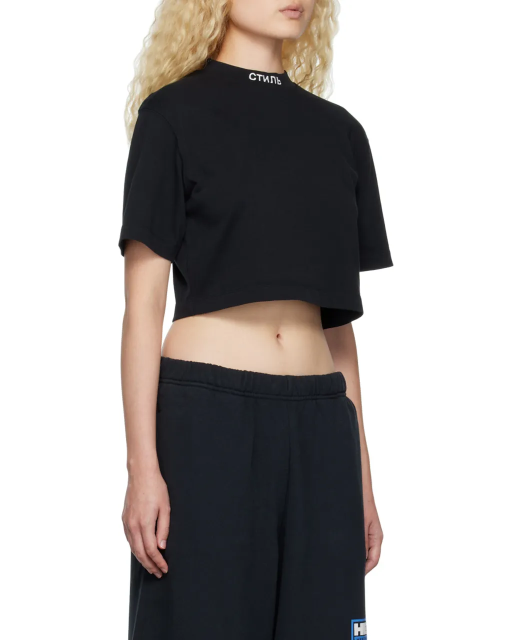 Logo Embroidered Cropped T-Shirt