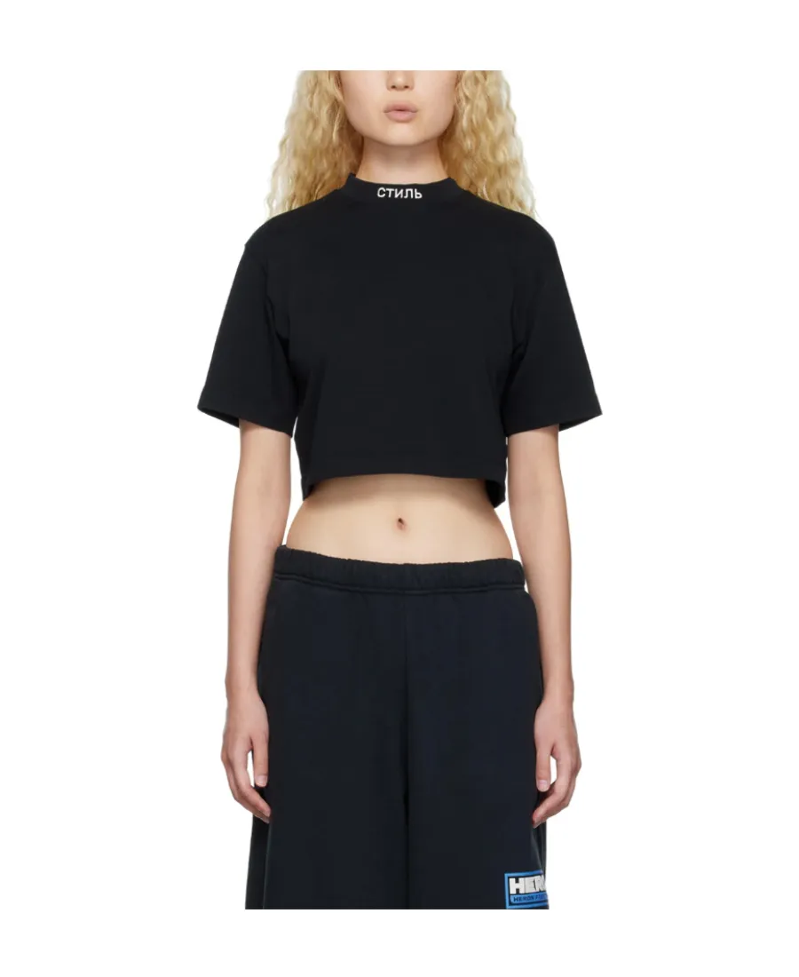 Logo Embroidered Cropped T-Shirt