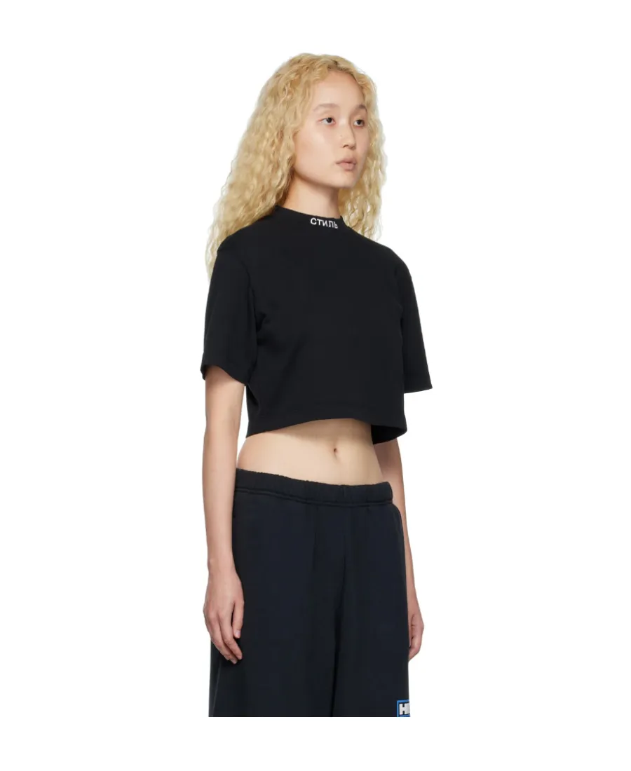 Logo Embroidered Cropped T-Shirt