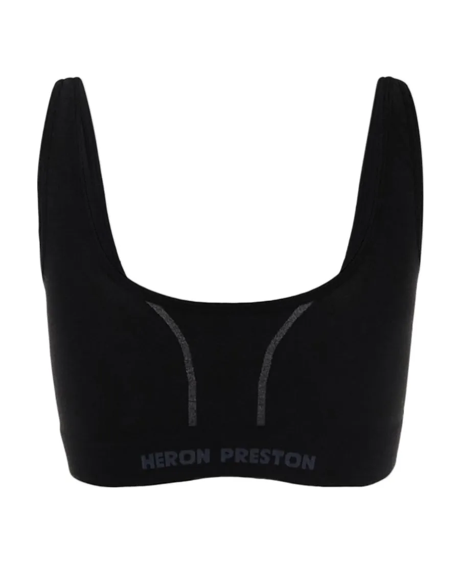 Logo Printed Scoop Neck Sports Bra