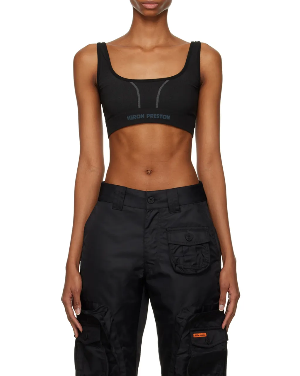 Logo Printed Scoop Neck Sports Bra