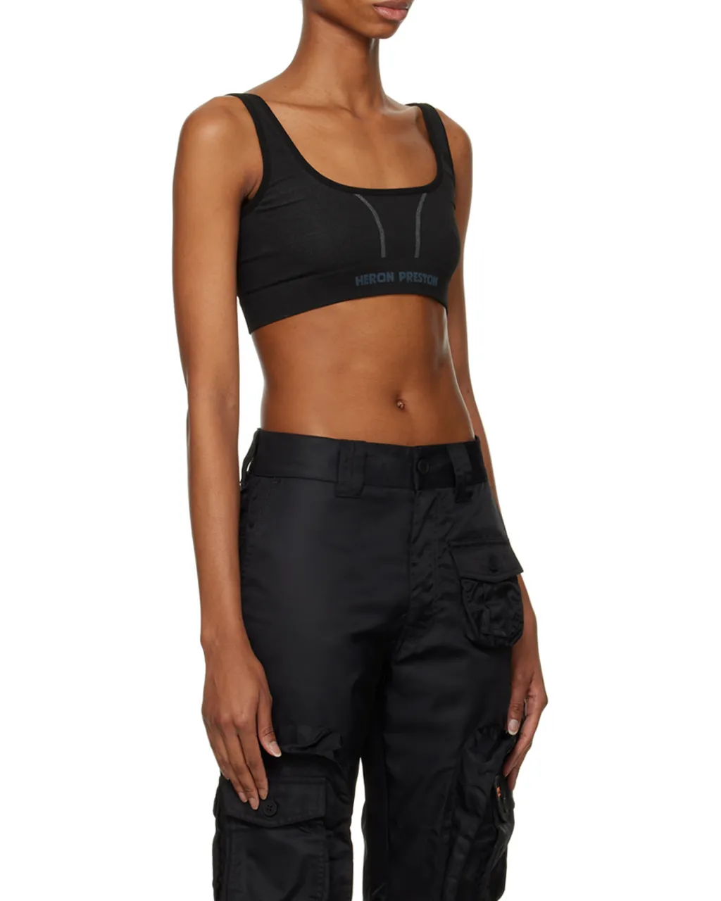 Logo Printed Scoop Neck Sports Bra