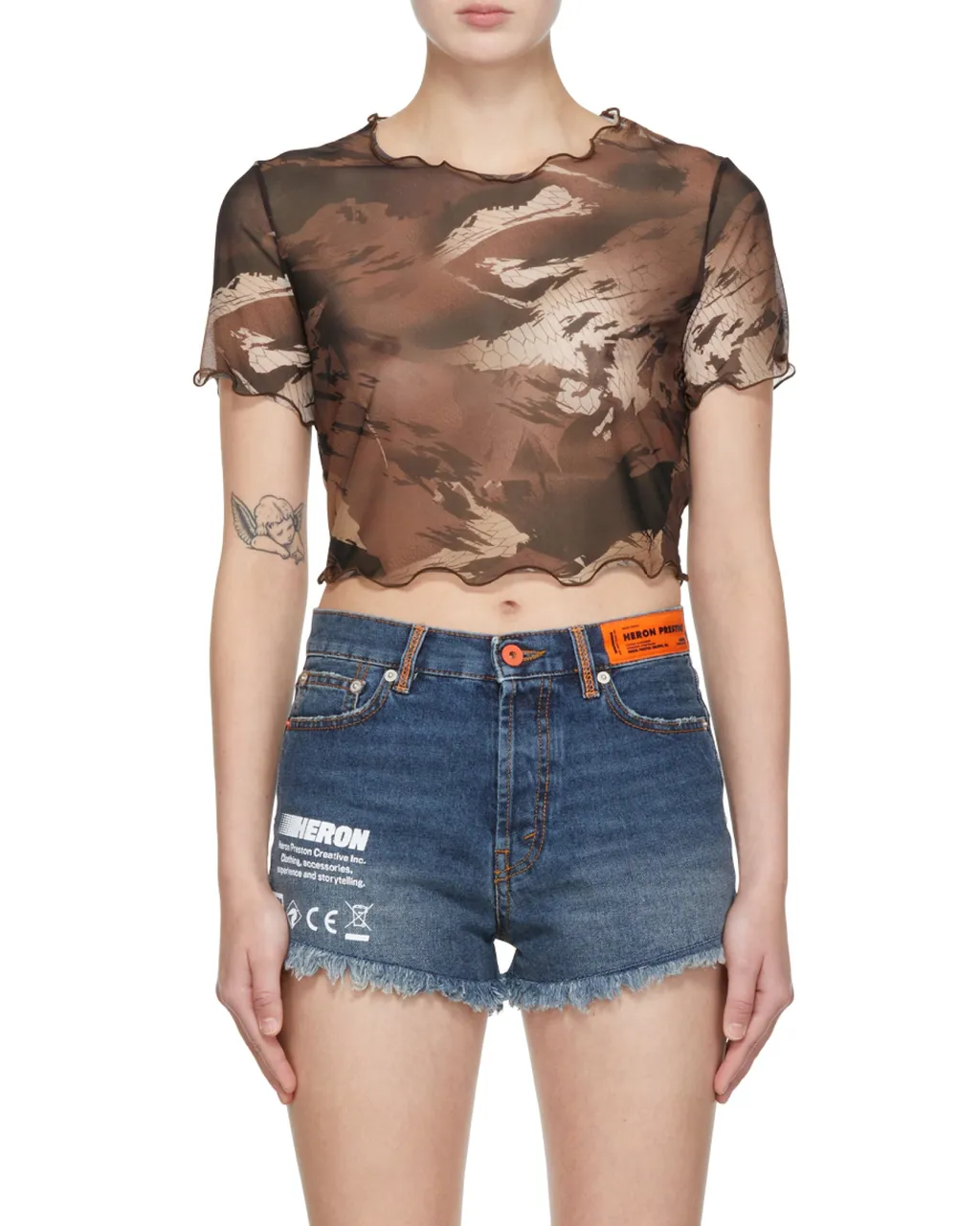 Camo Mesh Cropped T-Shirt