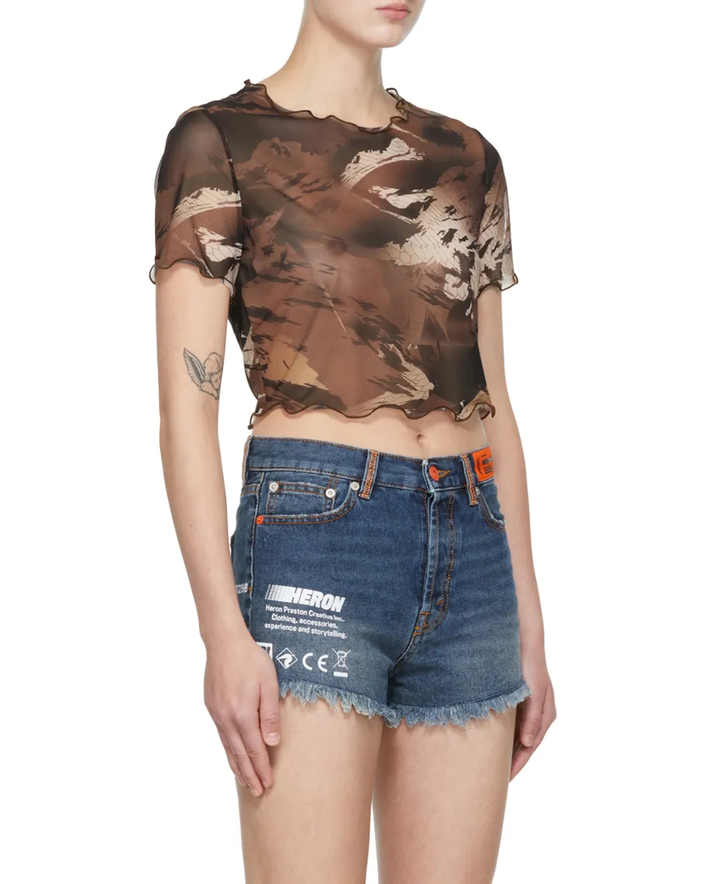 Camo Mesh Cropped T-Shirt