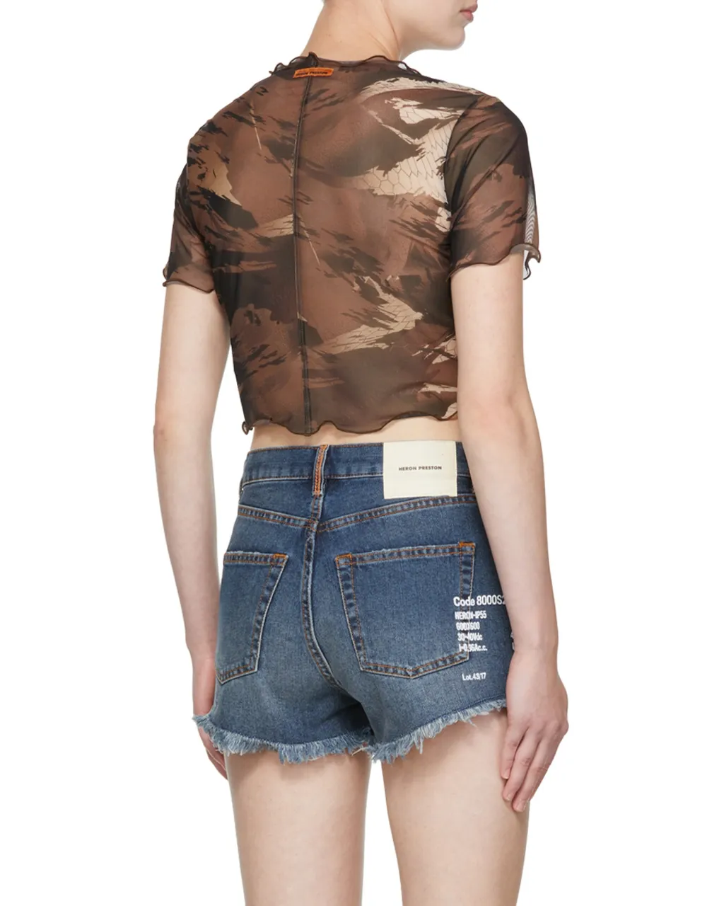 Camo Mesh Cropped T-Shirt