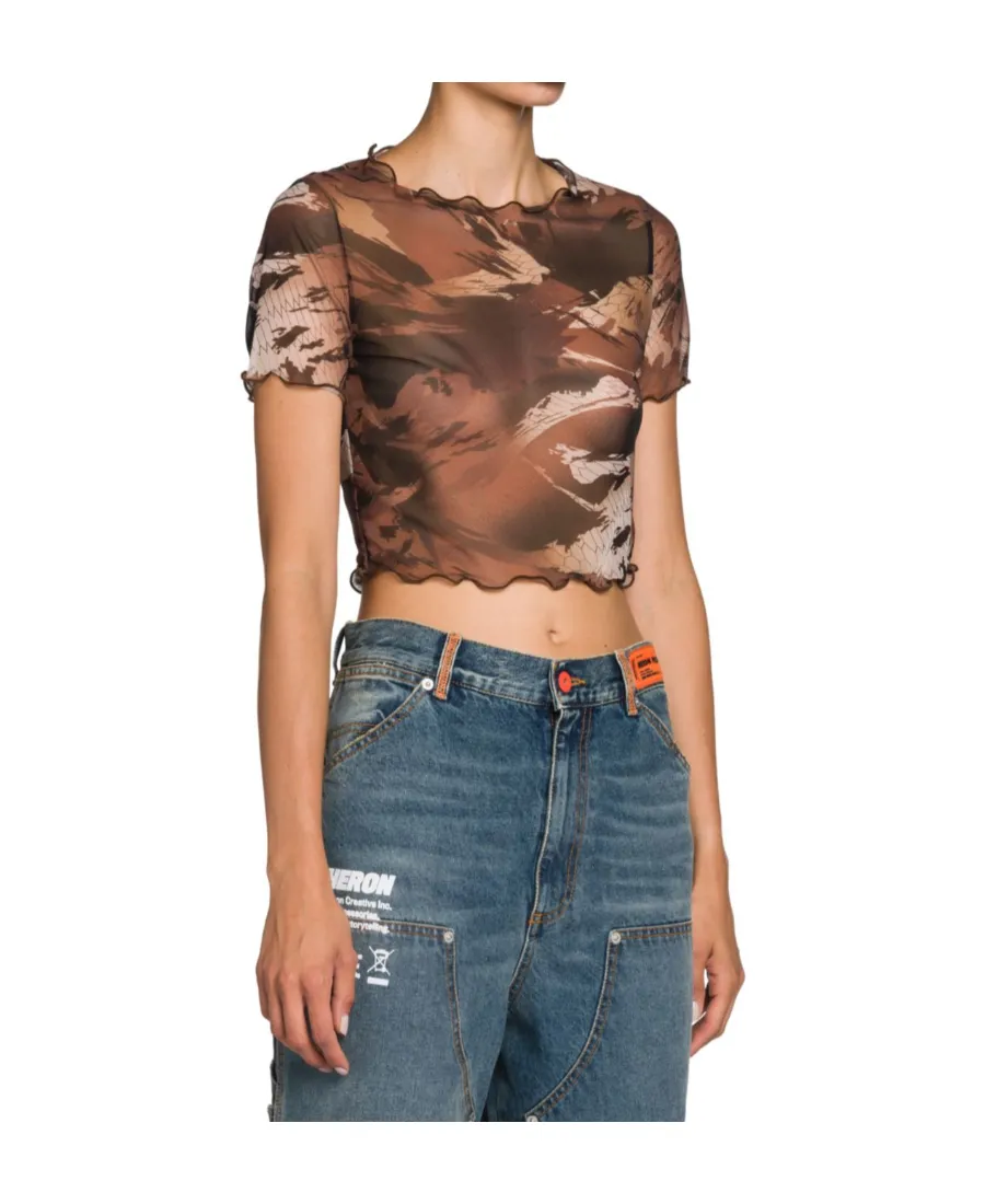 Camo Mesh Cropped T-Shirt