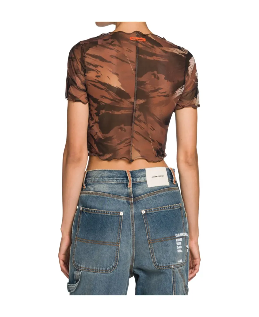 Camo Mesh Cropped T-Shirt