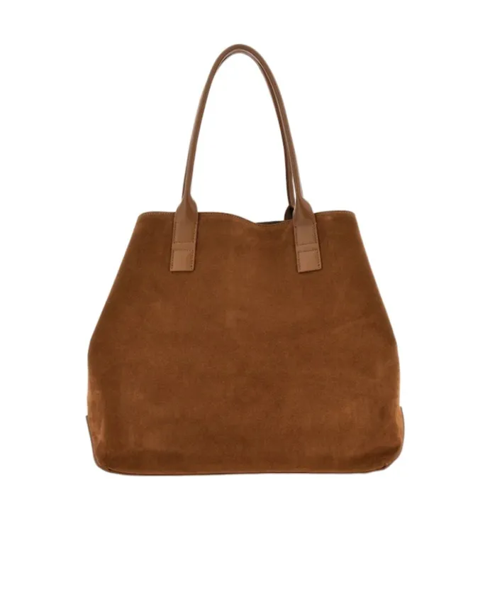 Script Embossed-Logo Suede Tote Bag