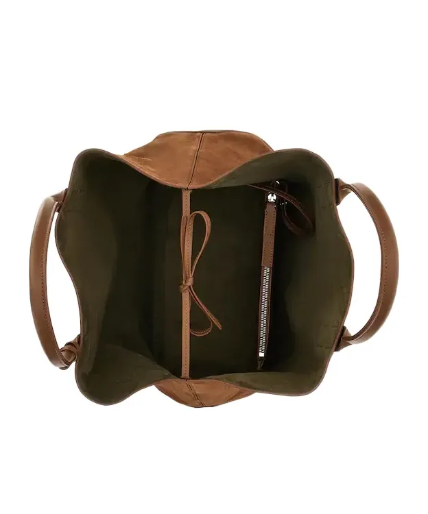 Script Embossed-Logo Suede Tote Bag