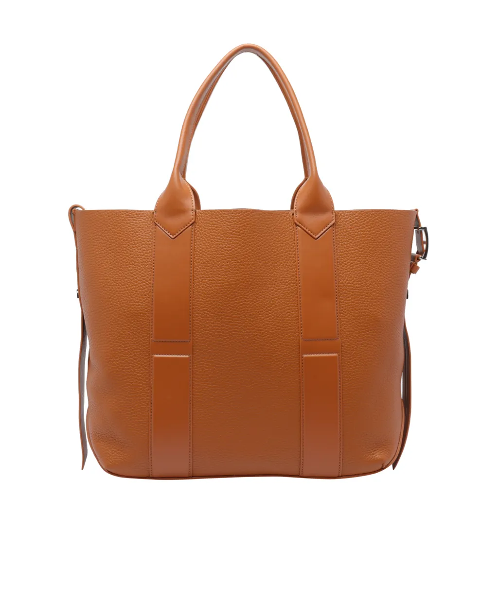 Medium Script-Detail Leather Tote Bag
