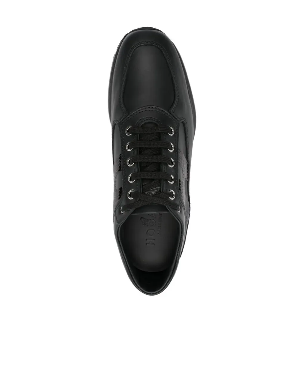 Interactive Sequin-Panel Leather Trainers