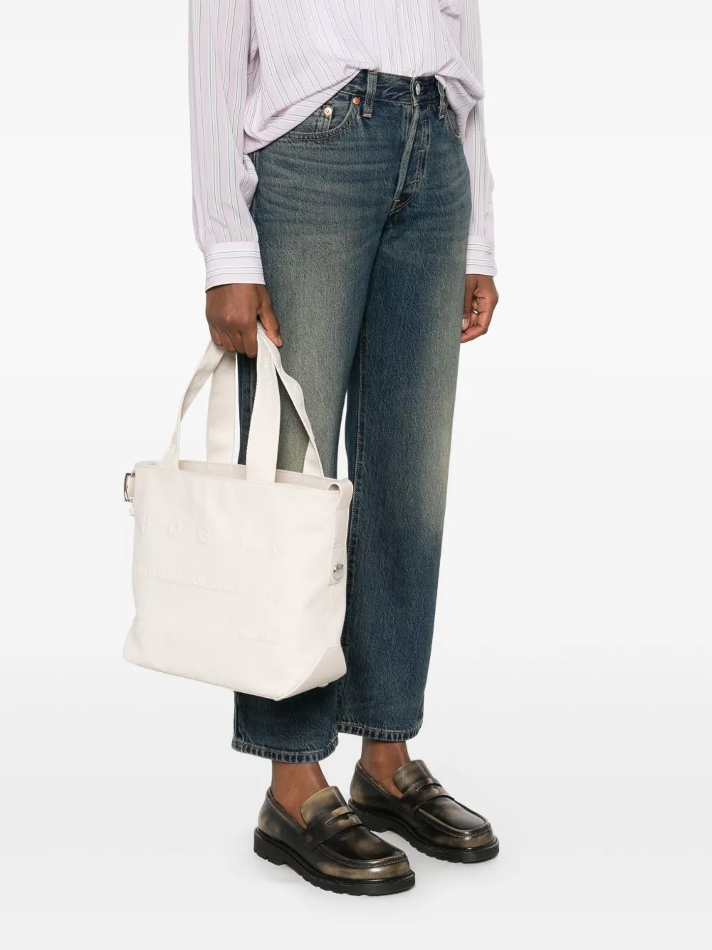 Medium Script Open Top Tote Bag