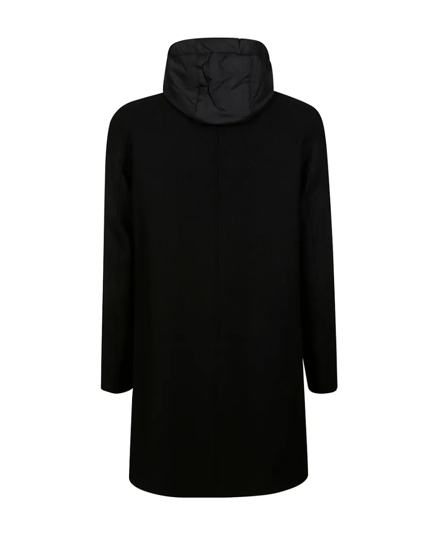 Single-Breasted Drawstring Hooded Coat