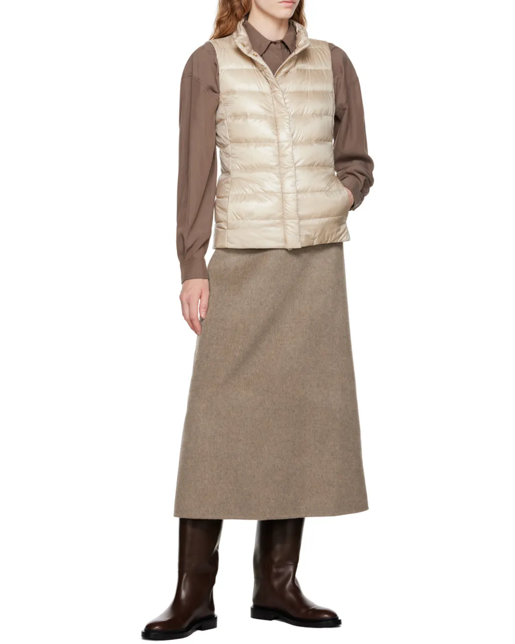 High-Neck Quilted Down Gilet