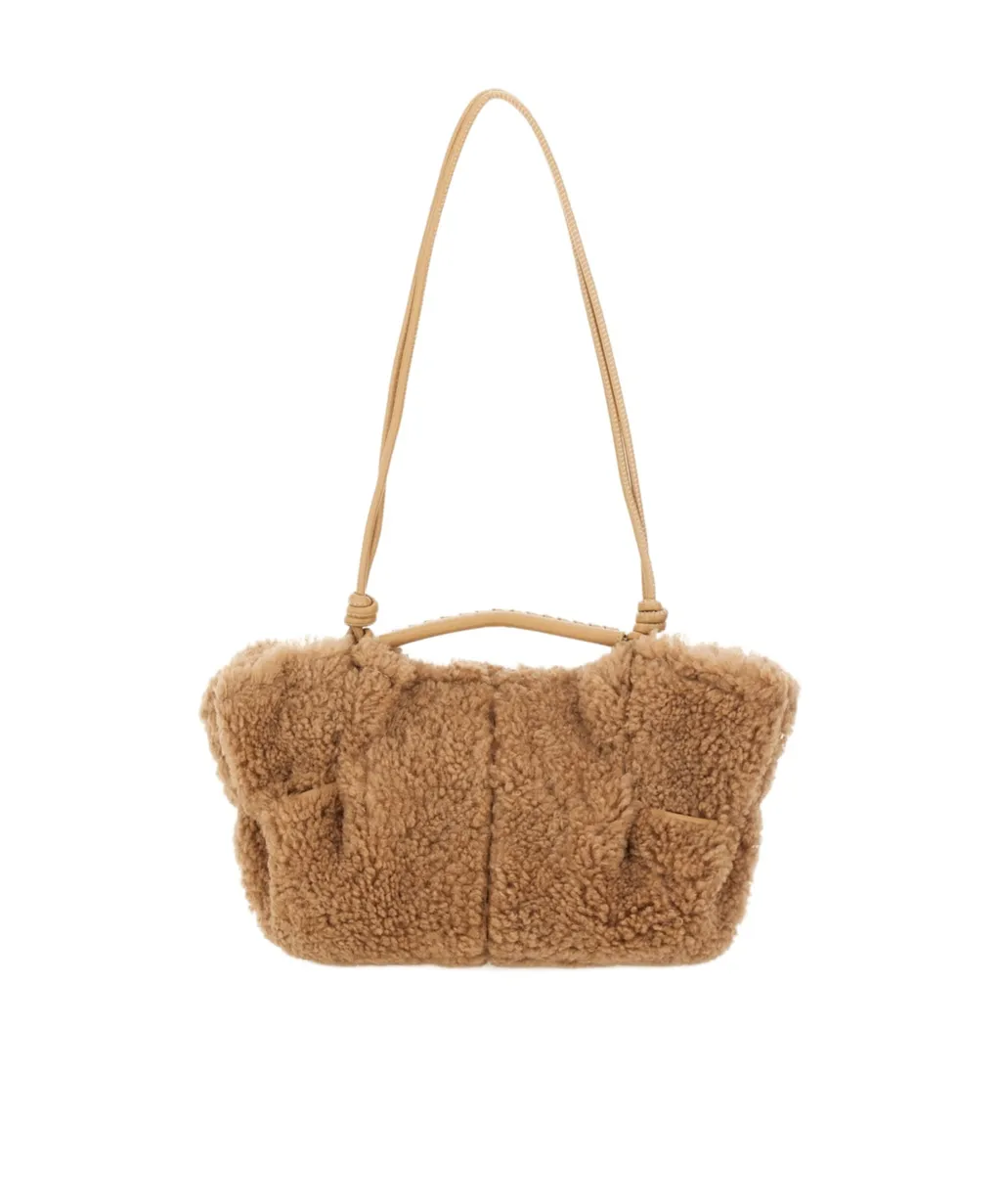 Textured Knot Fur Shoulder Bag