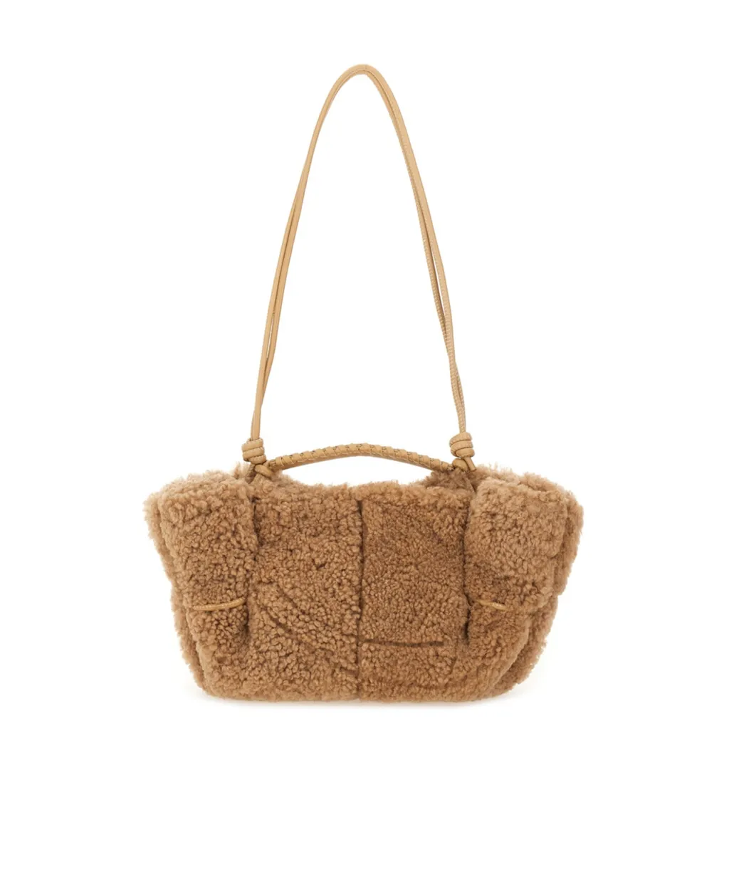 Textured Knot Fur Shoulder Bag