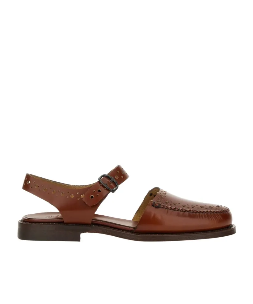 Perforated Ankle-Strap Sandals