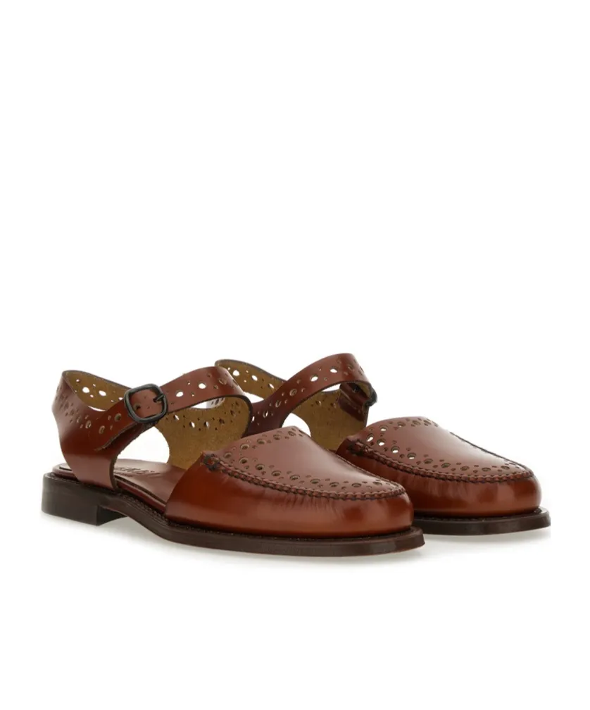 Perforated Ankle-Strap Sandals