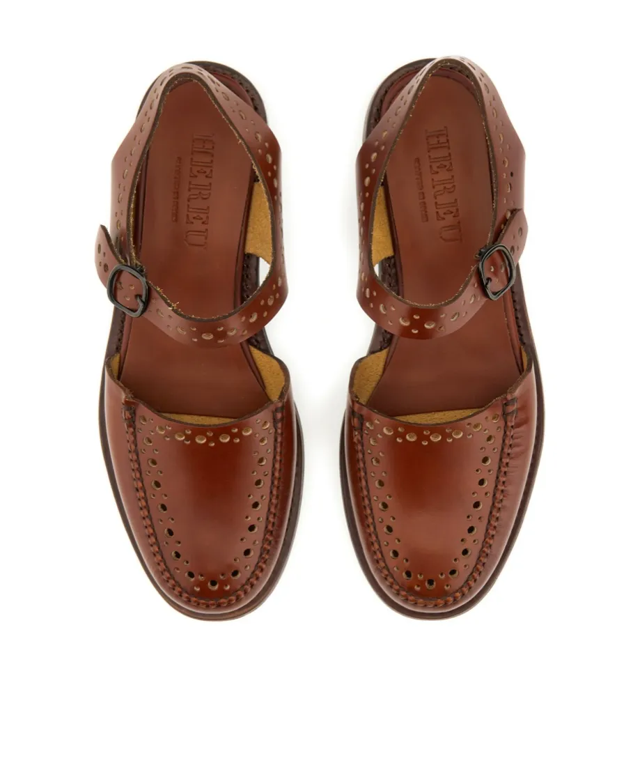 Perforated Ankle-Strap Sandals