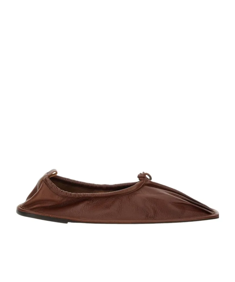 Elasticated Detail Square-Toe Flat Shoes