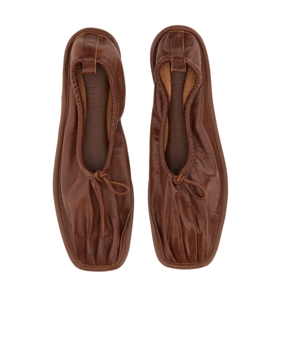 Elasticated Detail Square-Toe Flat Shoes