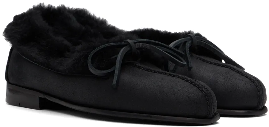 Fur-Trimmed Leather Loafers