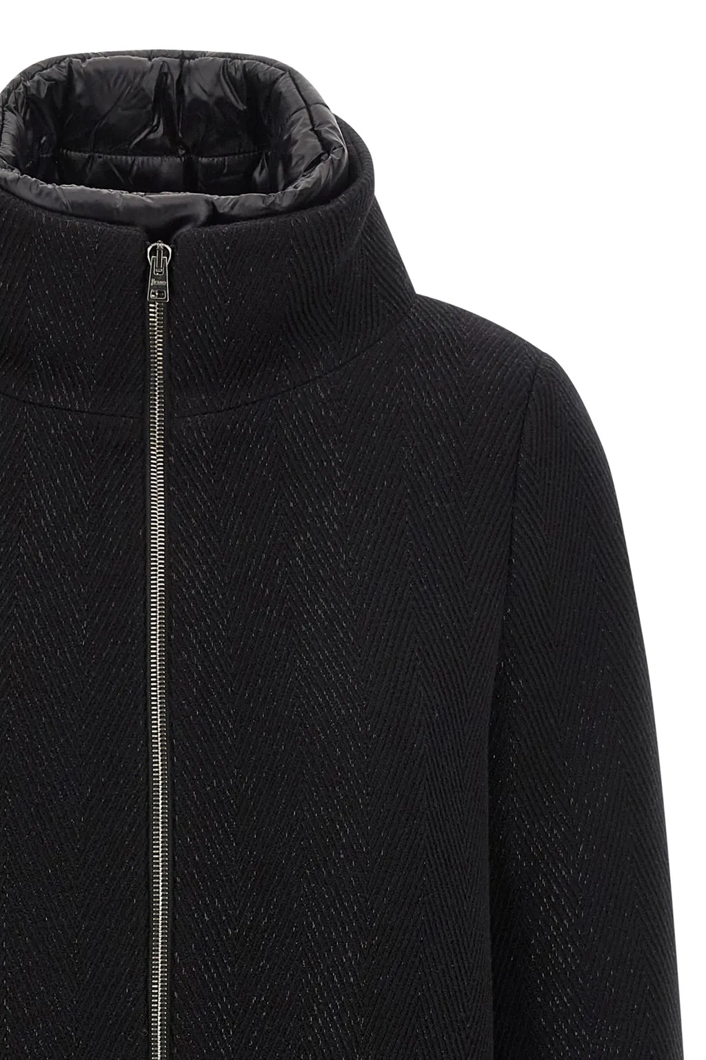 Zigzag-Weave High Neck Coat