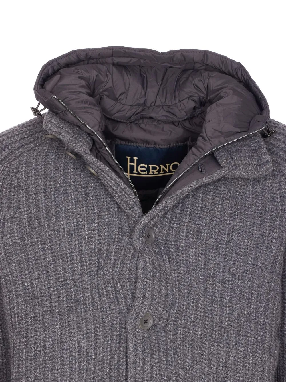 Hooded Knitted Button-Up Cardigan