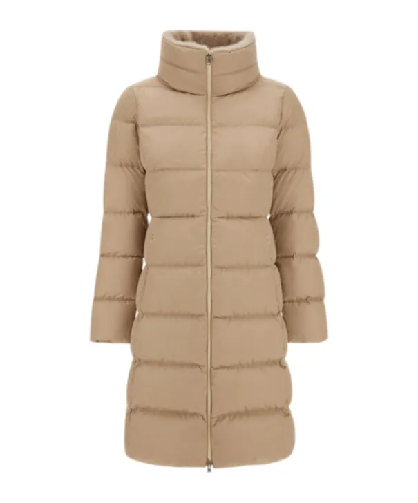 High Neck Padded Long Coat