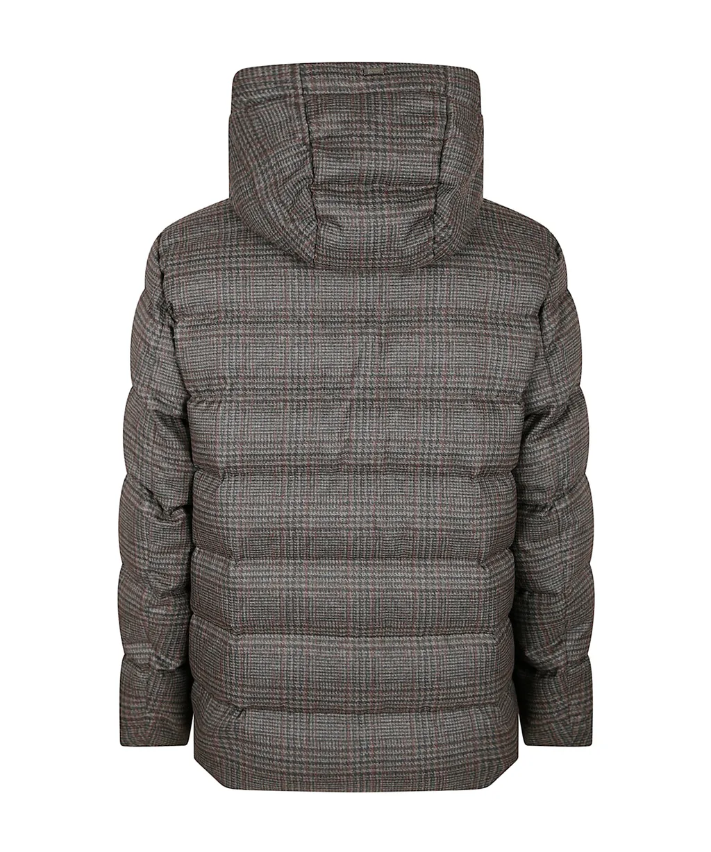 Hooded Check-Pattern Jacket