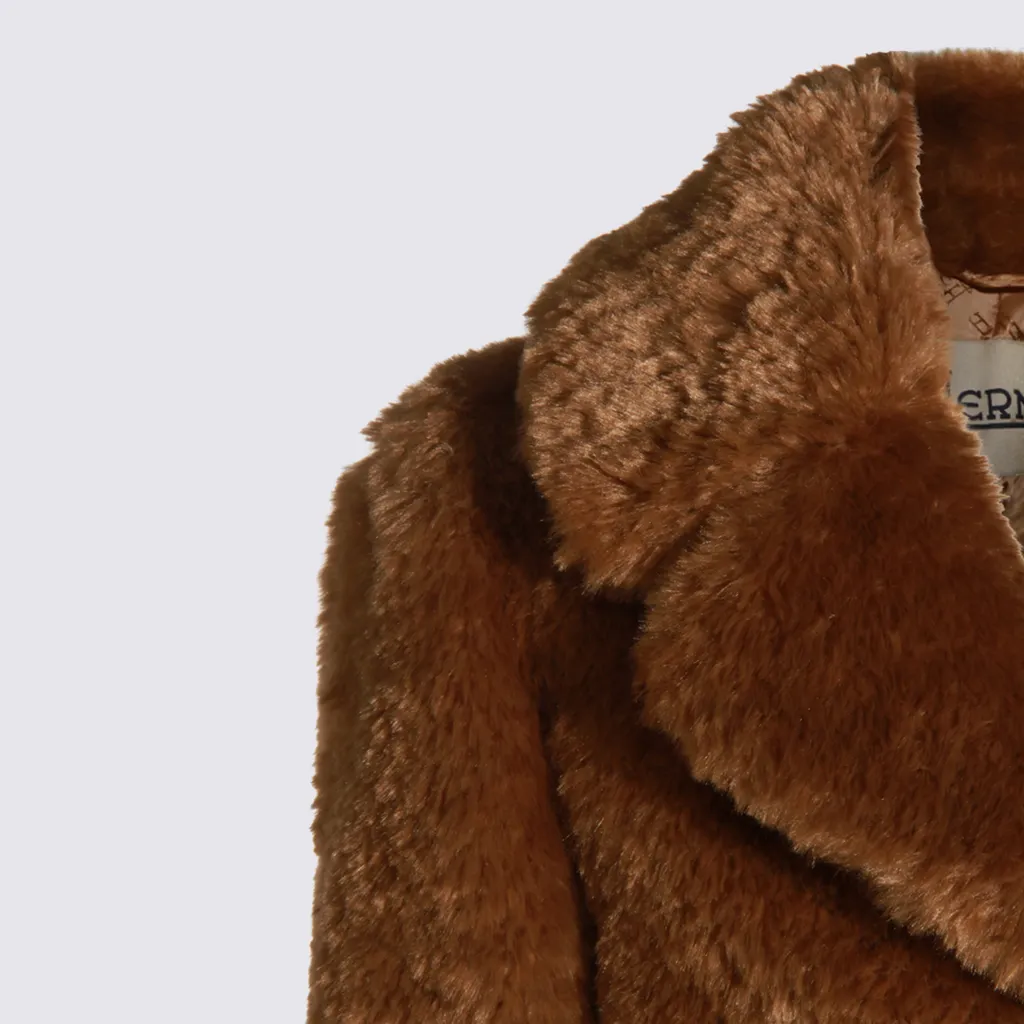 Lapel Long Sleeve Fur Coat