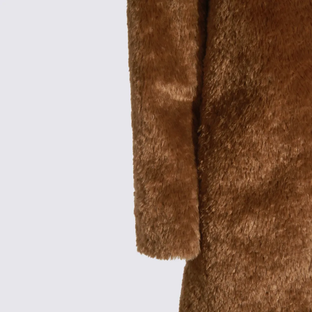 Lapel Long Sleeve Fur Coat