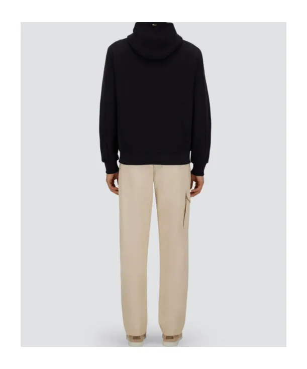 Ribbed Panelled Zip-Front Hoodie