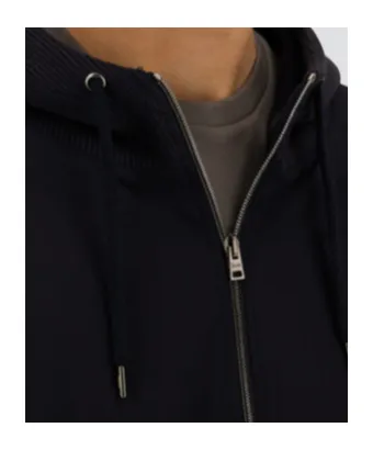 Ribbed Panelled Zip-Front Hoodie