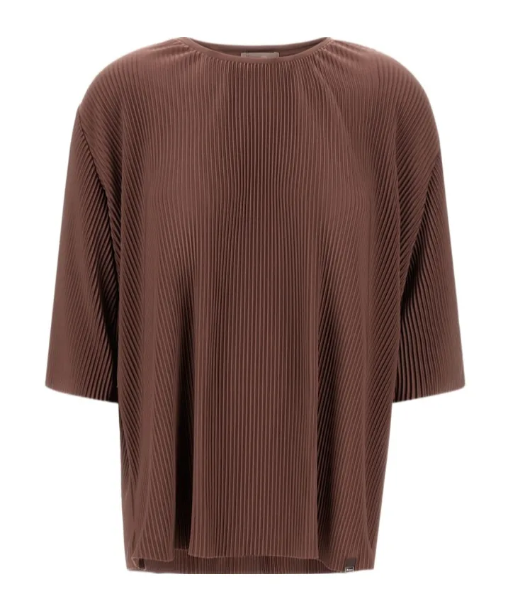 Pleated Round-Neck T-Shirt
