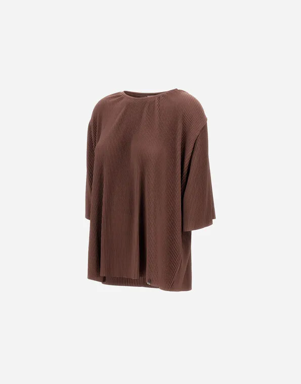 Pleated Round-Neck T-Shirt