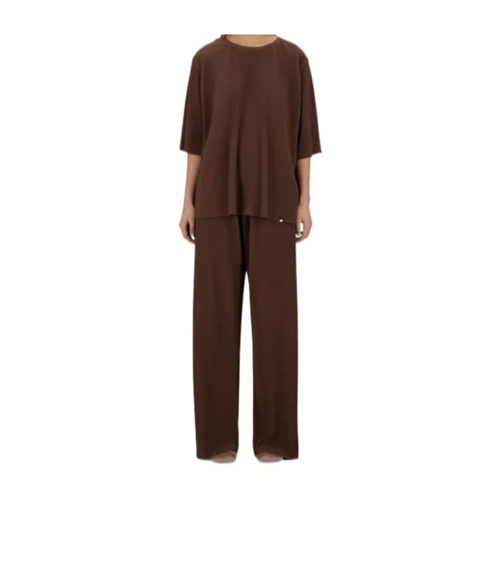 Pleated Round-Neck T-Shirt