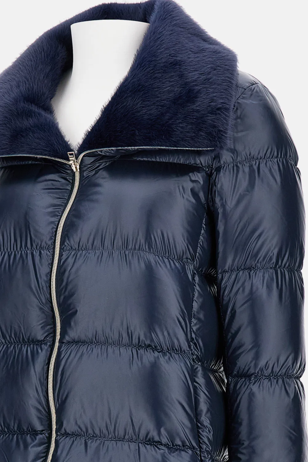 Faux Fur-Trim Padded Coat