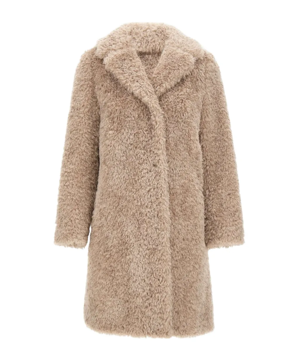 Buttoned Faux-Fur Coat