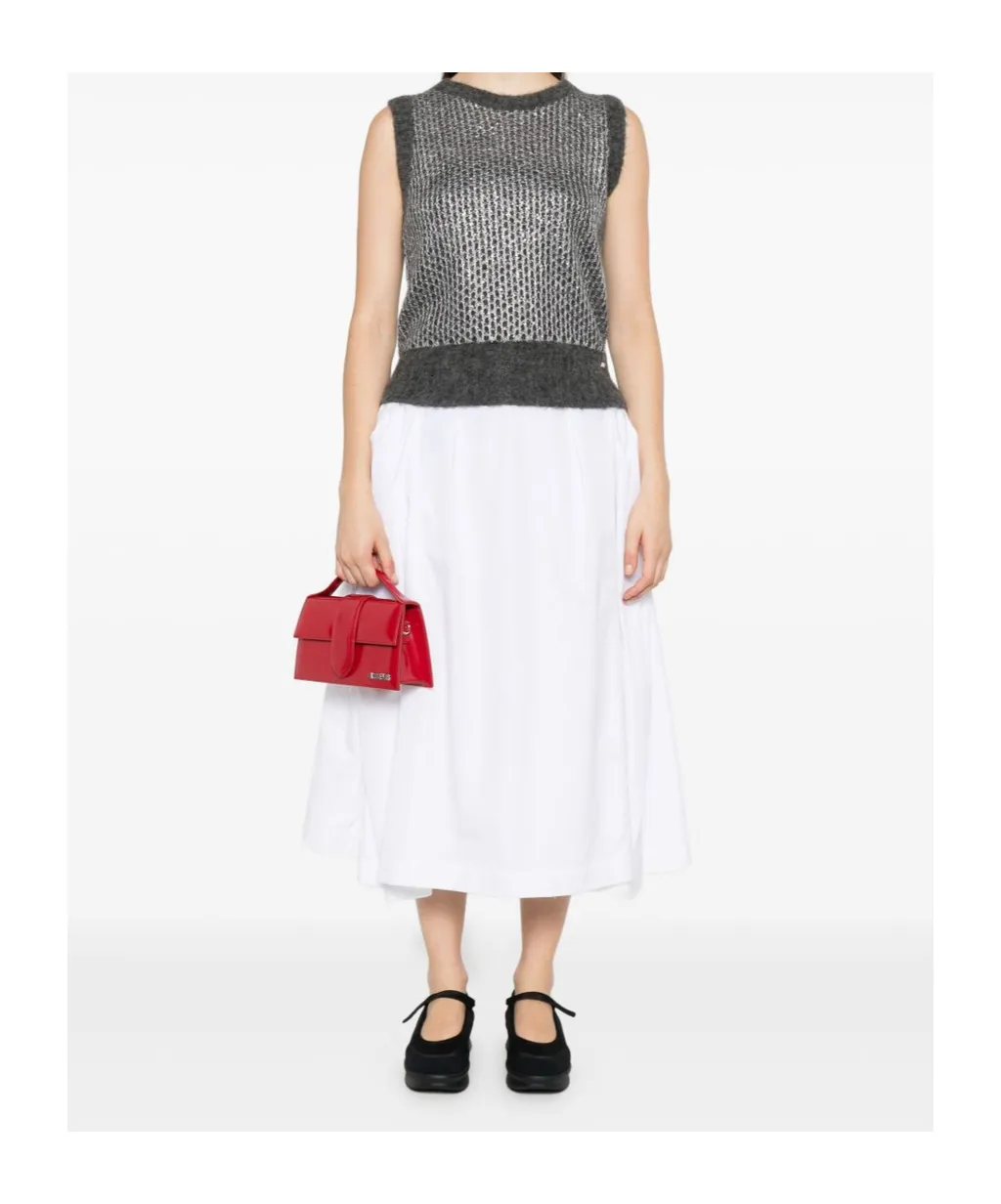Metallic-Detail Cropped Knit Top